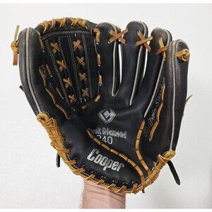 Vintage Cooper Black Diamond 240 Leather Baseball Glove RHT Steerhide Black Tan